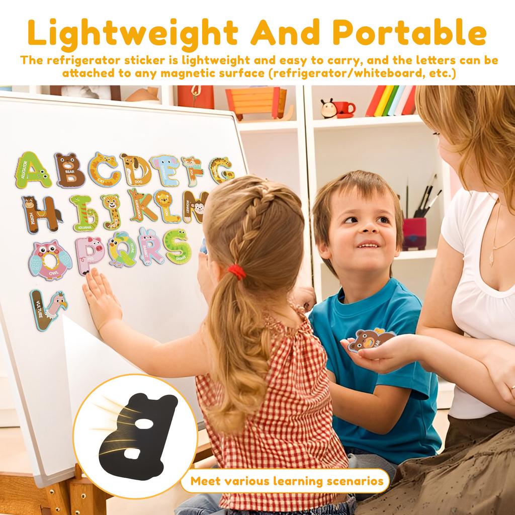 81Pcs Fridge Magnets for Toddlers Cute Animal Alphabet Refrigerator Magnets Educational Learning Toys for Kids Boys Girls