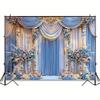 1PC, Elegant Wedding and Engagement Party Photography Background - Blue and White Castle Palace Design, Wedding Decorations