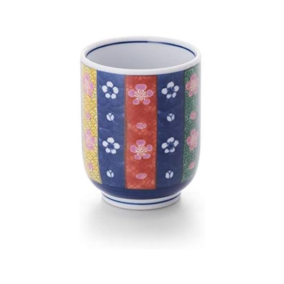 Nishinippon Toki Arita Ware Dyed Nishiki Jugusa Tea Cup (Plum/Yellow/1 piece)