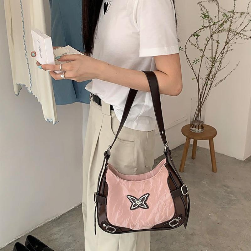 Shoulder Bags for Women American Vintage Butterfly Handbags Fashion Female Motorcycle Crossbody Bag Harajuku Underarm Bags