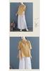 Women's Ethnic Embroidered Cotton Linen Short Sleeve Button-Up Shirt, Retro Artistic Plus Size Top