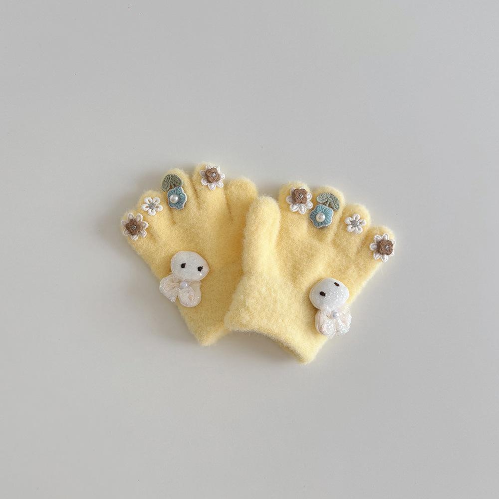 1 Pair Sweet Fashion Kids Gloves for Boy Girl Warm Outdoor Playing Snow Children Glove Candy Color Knitted Acrylic Gloves