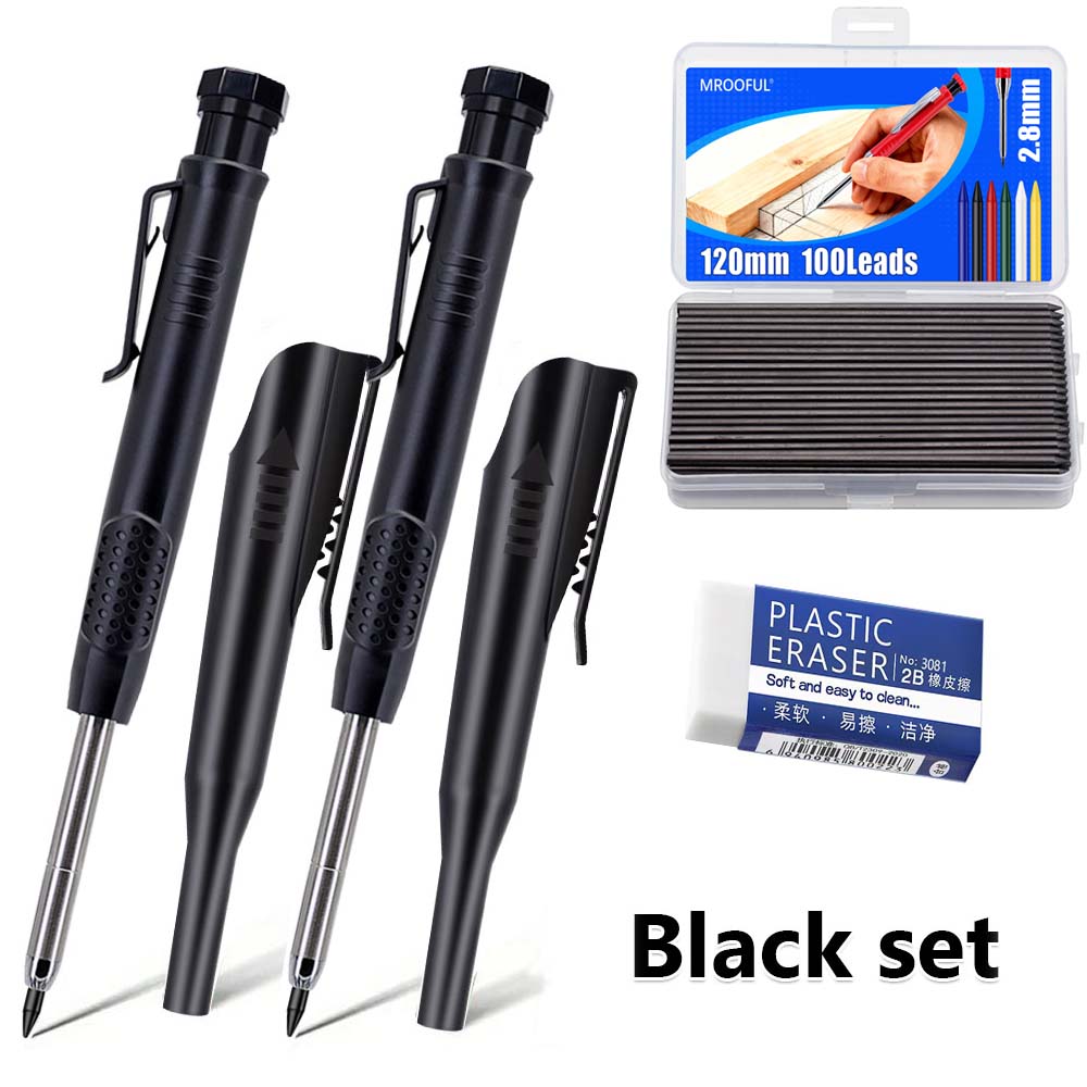 2.8mm Carpenter Pencil Set For Deep Hole Marker With 1box Refill Leads Marking Tool Woodworking Deep Hole Carpenter Pencils
