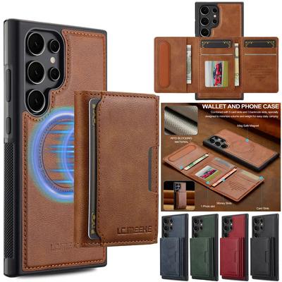 Etui MagSafe Magnetic Flip Leather do Samsung Galaxy S25 Edge S24 FE S23 Ultra S22 S21 Plus A16 A36 A56 A15 A35 A55 A14 A54 Odpinany pokrowiec portfelowy
