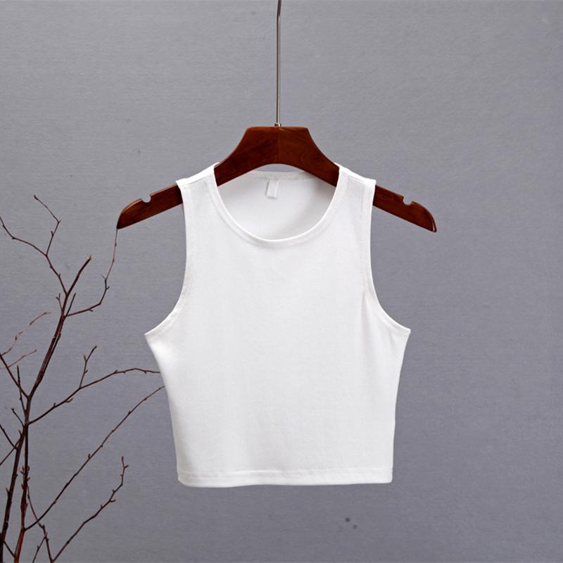 Hirsionsan Summer Solid Short O Neck Knitted Tank Women Casual Skinny Camis Vest Female Sleeveless Shoulderoff Sexy Tops