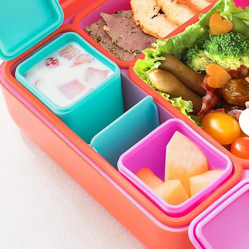 Non-stick Silicone Lunch Box for Kids Sauce Container with Lid Small Lunch Box Accessories Dip Container Food Storage Container