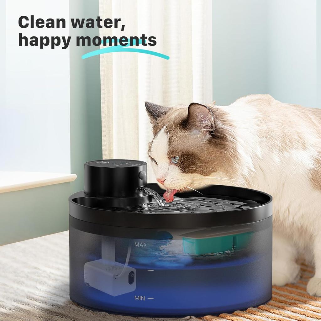 GIOTOHUN 12 Cat Water Fountain Filters: Cat Fountain Filter - 6 Carbons + 6 Foams - Suitable for Pet Dispenser Wireless (B0CPHQ12FV)