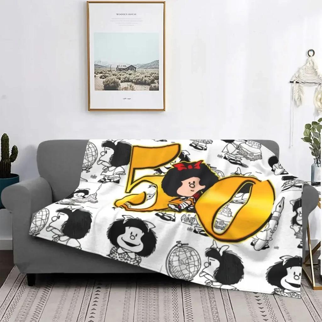Coperta Mafalda Stampata 3D Morbido Pile di Flanella Calda Cartoni Animati Coperte Plaid per Casa Camera da Letto Divano Copriletti