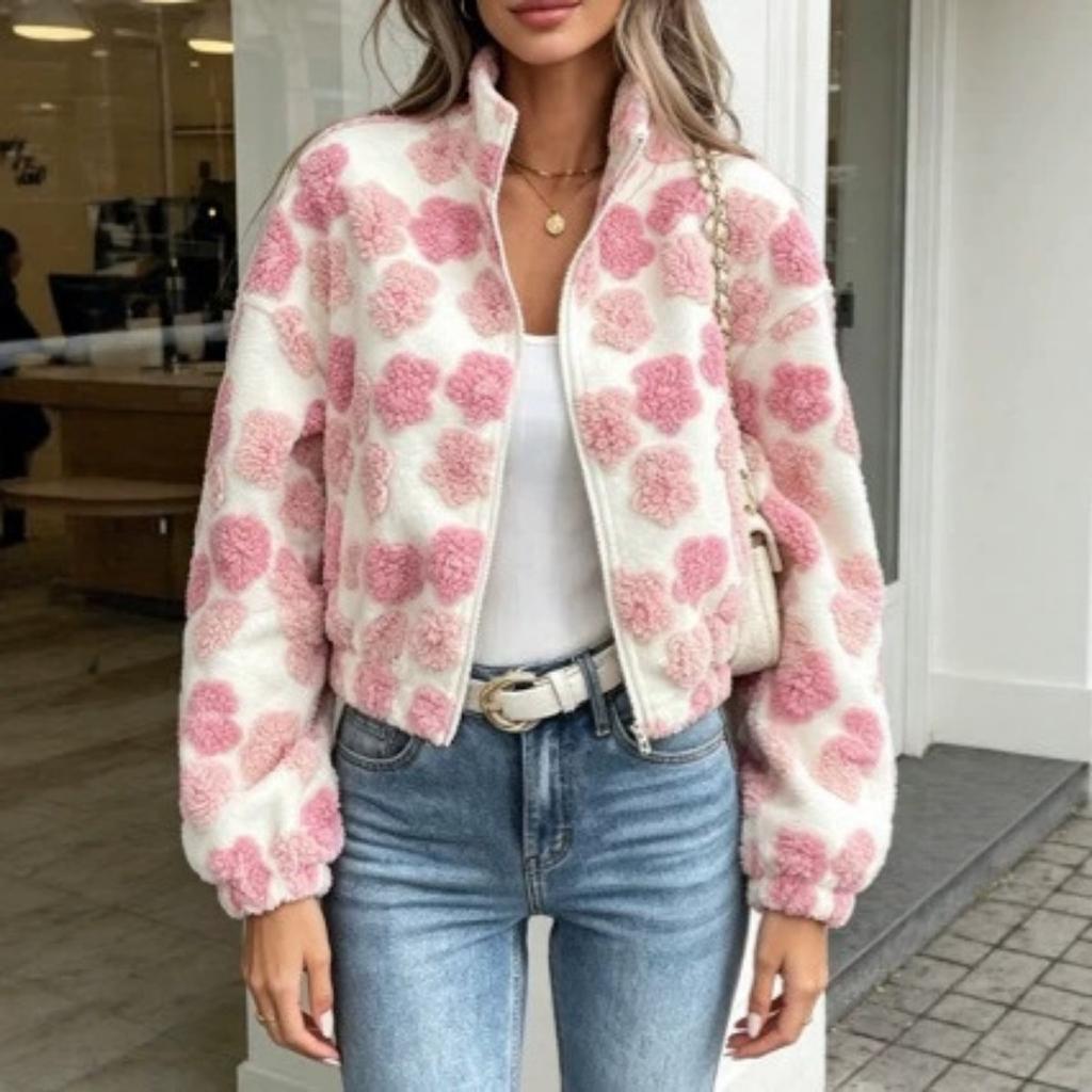 Autumn Winter Flower Jacket Women's Coat, New Arrival Fashion Outerwear For Cross-Border E-Commerce