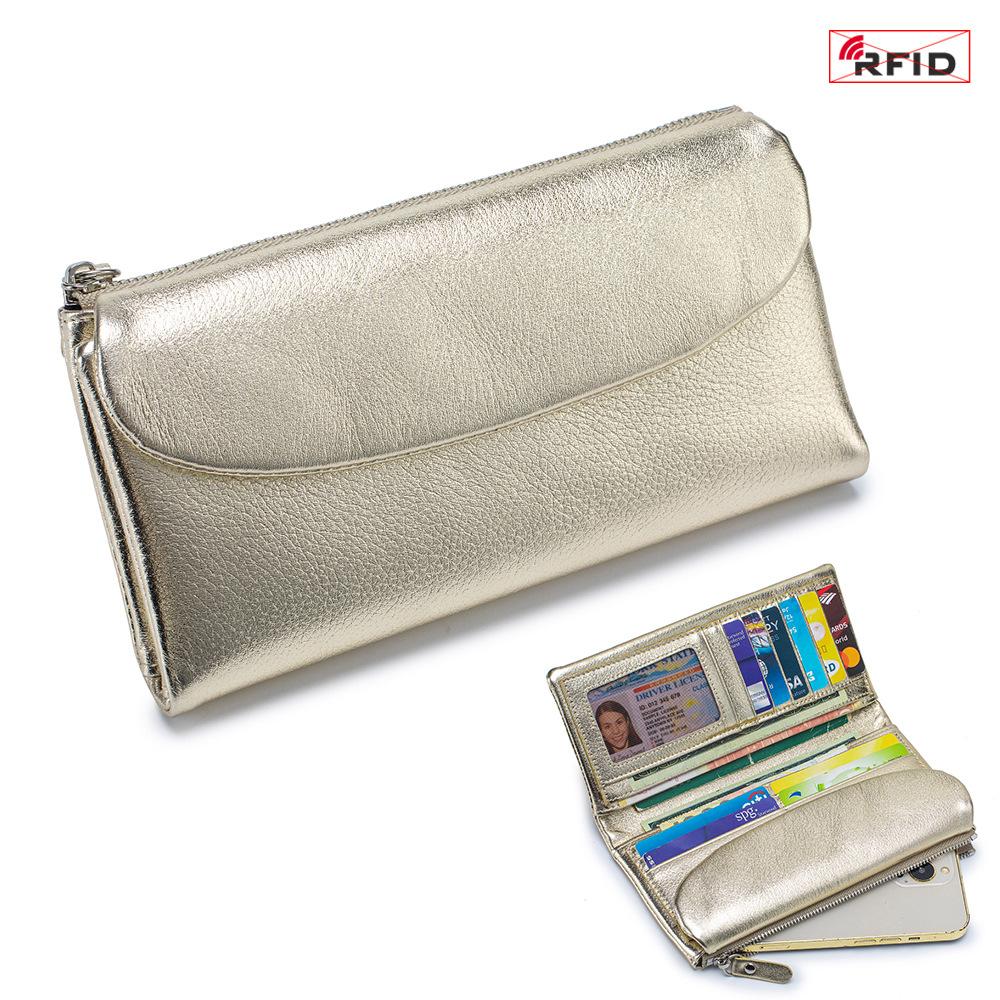 New high-end texture first-layer cowhide clutch bag wallet, female soft temperament wallet can be placed on mobile phones