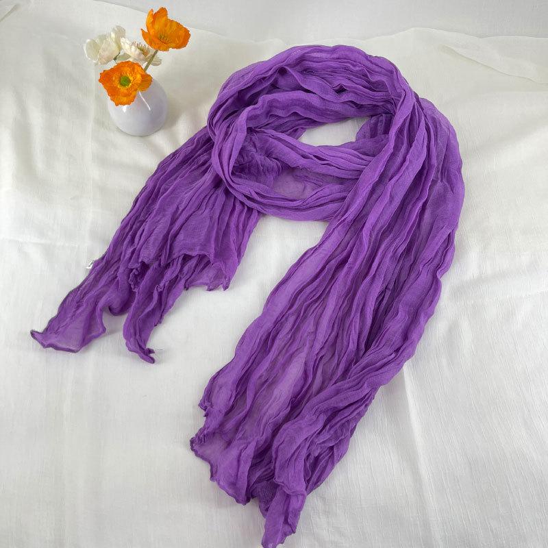Solid Color Wrinkled Cotton and Linen Winter Warm Scarf