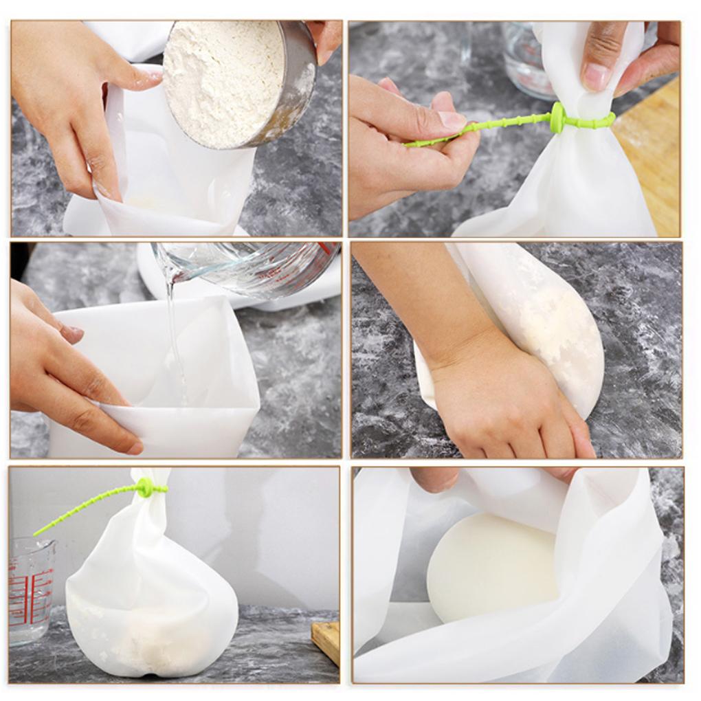 Kneading Mixing Bag Silicone Bread Pizza Flour Doughs Bags Nonstick Cake Mixer Multi-functional Baking Tool for Kitchen Bakery