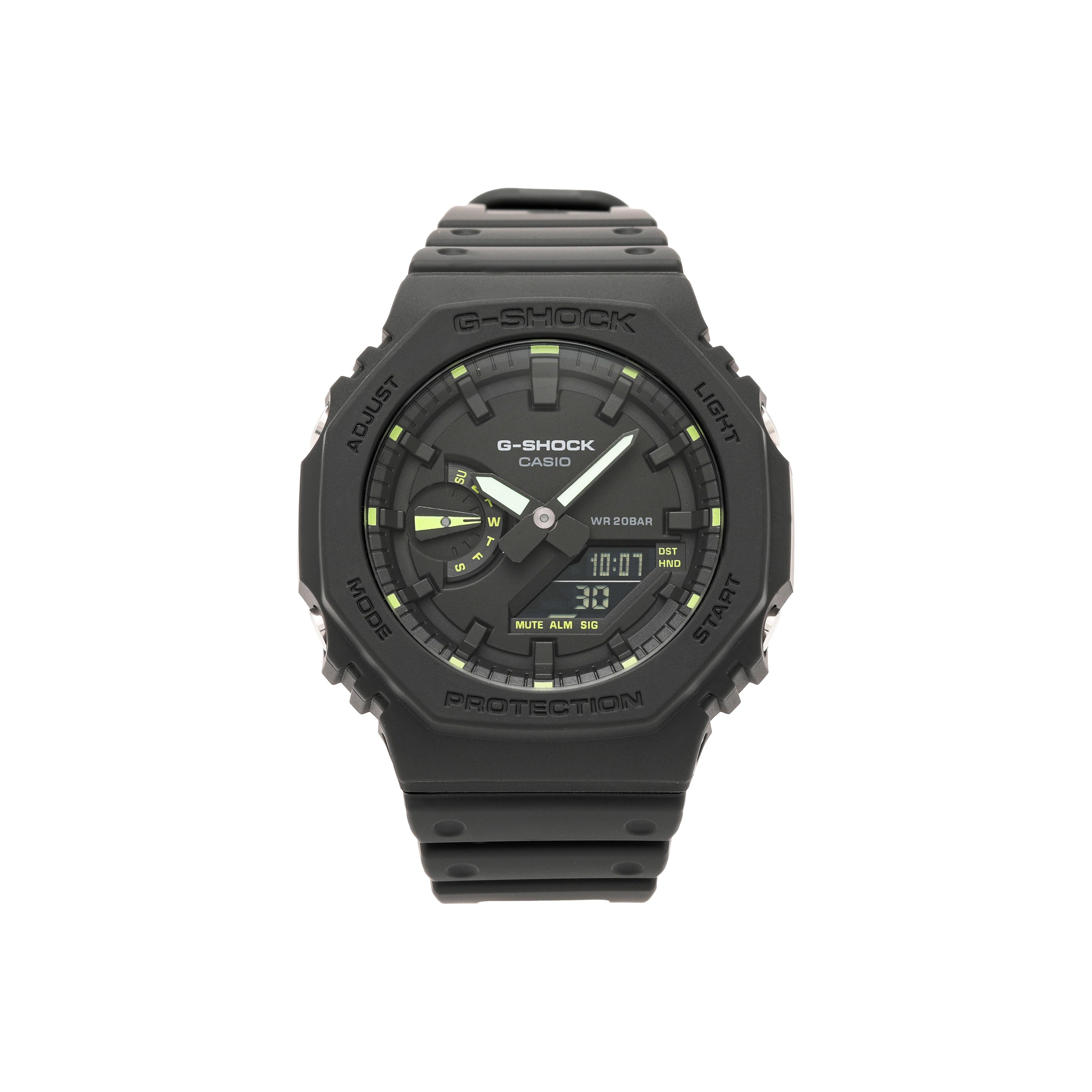 CASIO Men Liquid Crystal/Analog Dual Display Series Black Watch GA-2100-1A3PR GA-2100-1A3PR Green Regular Watch Box