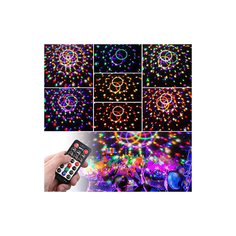 SOLMORE Stage Lighting 9-Color LED Light for Stage/Disco/Party/KTV/Karaoke/Club/Bar Lighting, Rotating Light, Crystal Ball, Voice Control, MP3 Player,