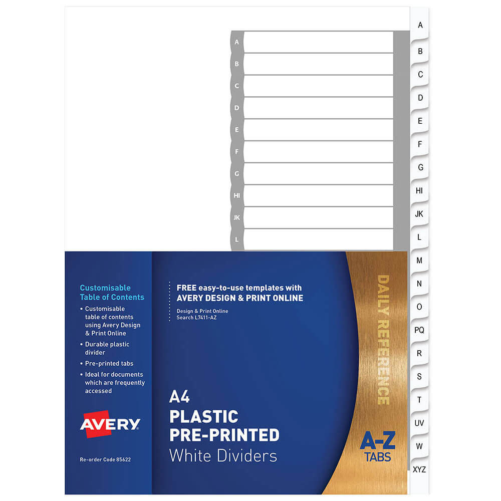 Avery Kunststoff Vordruck Register A4 (Weiß) (A-Z Register)