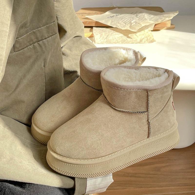 Snow Boots Women's New Winter Platform Cotton Shoes Piled and Thickened Short Boots Non-slip and Warm