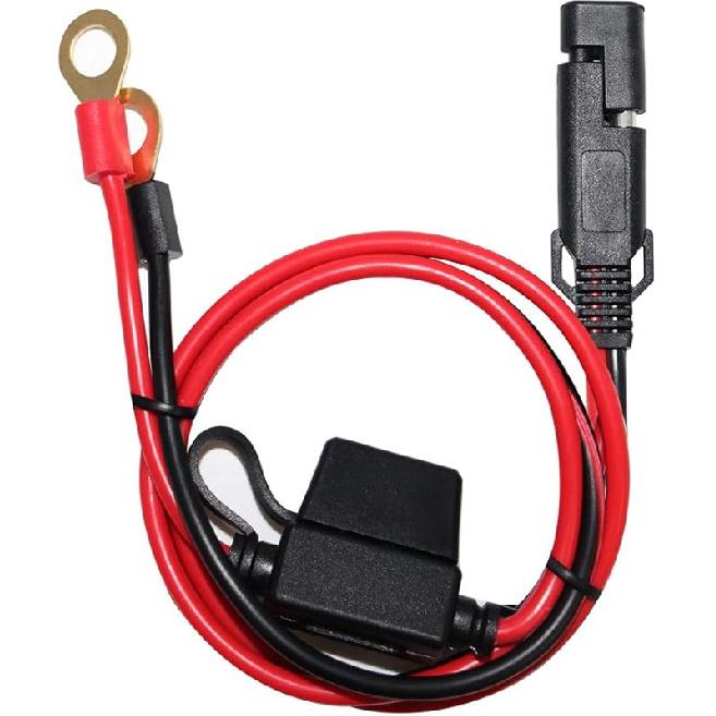 [5 PACK] 2FT Motorcycle Battery Charger Cord, Sae To O Ring Terminal Quick Disconnect Assembly Extension Cable, Sae 2Pin Wire Harness Reverse