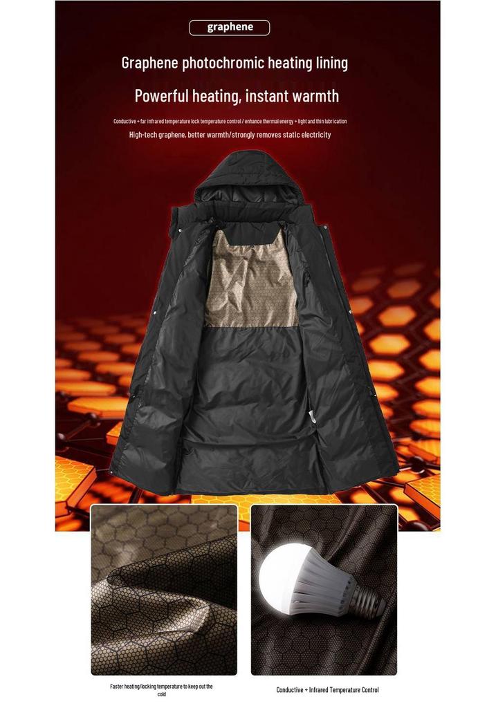 National Standard 90 White Duck Down Jacket - Knee-Length Winter Sports Coat for Athletes