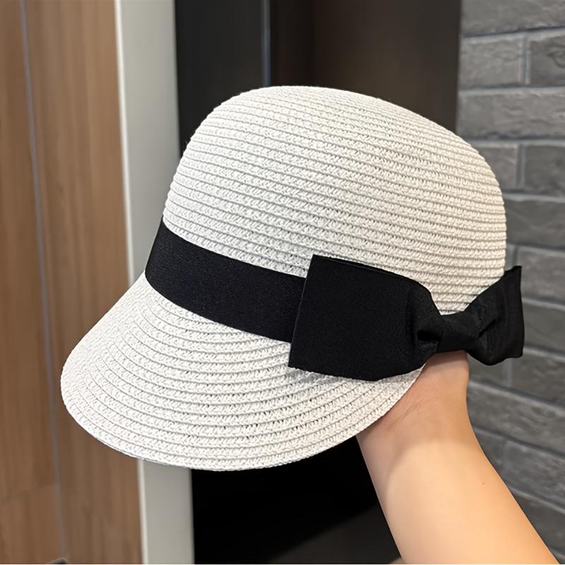 Modischer Strohhut Fedora für Damen Sommer Sonnenschutz Anti-Sonneneinstrahlung Reitkappe Reduziert das Gesichtsalter Schirmmützen