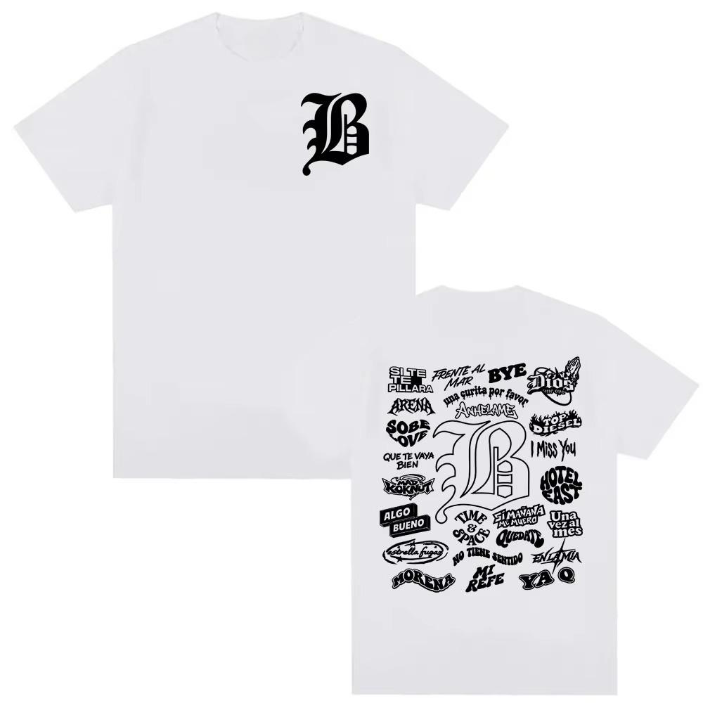 Rapper Beele Borondos Letter Print Mens Fashion Vintage Hiphop Trend 2026 Spring summer new Pure Cotton Tshirt y2k ins