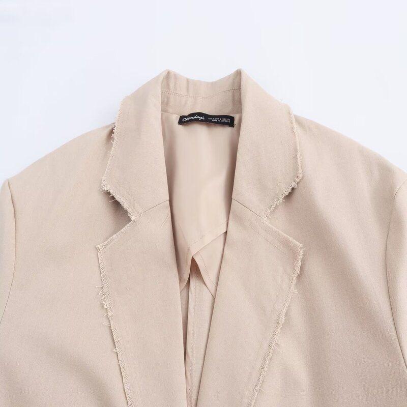 Fashion Style 2024 Autumn New Women's Clothing All-Match Commute Linen Blended Loose Suit Jacket 8169586
