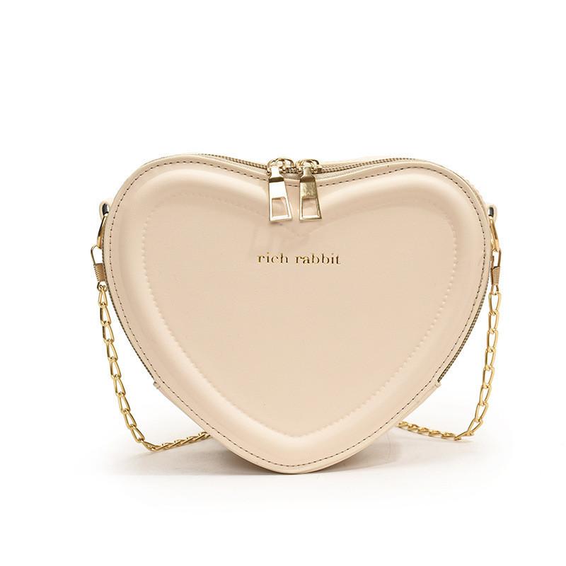 Trendy Ins Style Heart Bag Pu Material Sweet Fresh Shoulder Bag For Ladies