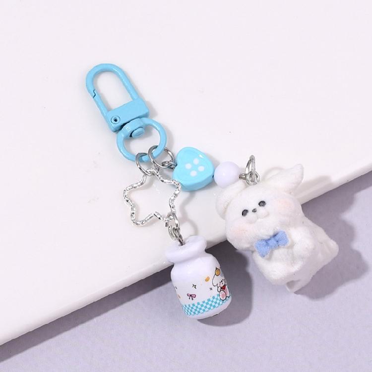 Aesthetic Keychains Purse Handbag Backpack Bag Pendant Charms Flocking Dog Keychains Charms Car Keyring for Women Girls