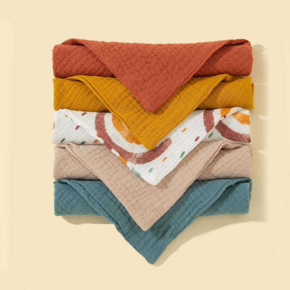 

5PCS Baby Bib Soft Breathable Bib Cotton Burp Cloth Snap Bibs Infant Teething Bib Print Neck Scarf Nursing Supply