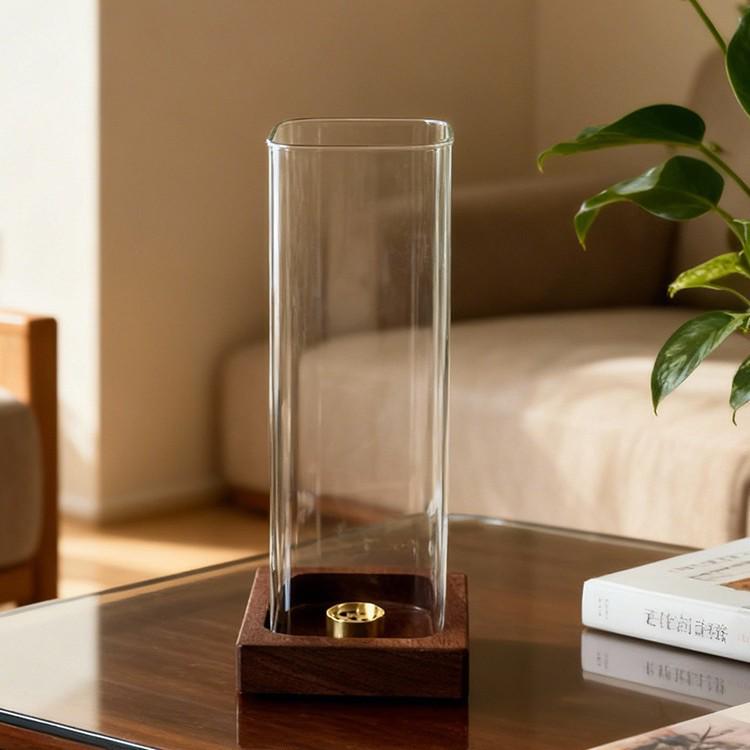 Flame Retardant Yoga Timer Incense Burner and Ash Catcher with Inverted Glass Bottle Design for Fitness Aromatherapy.