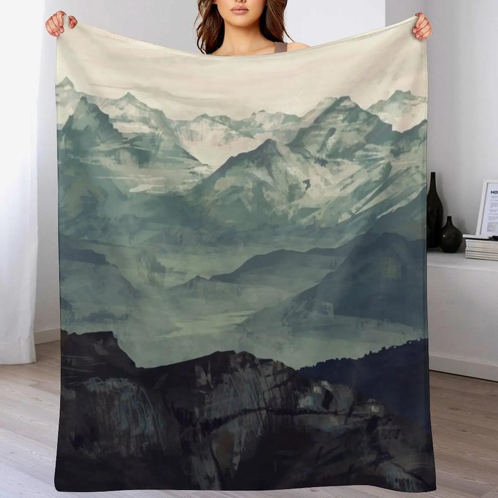 Mountain Fog Throw Blanket Cozy Warm Blanket for Bed Room Decor