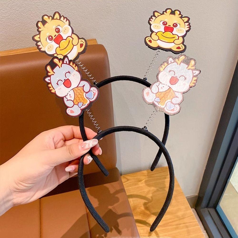 

Cartoon Dragon Hair Hoop Letter 2024 Hair Bands Fashion New Year Headband Wash Face A