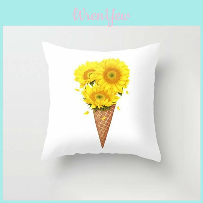 Premium Quality 18'' Summer Sunflower Pillow Case For Sofa And Car Cushion Decor