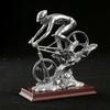 Resin Handicrafts Realistic Figure Sculpture Mountain Bike Silver Sportsman Cycling Figurine Home Decoration Accessories