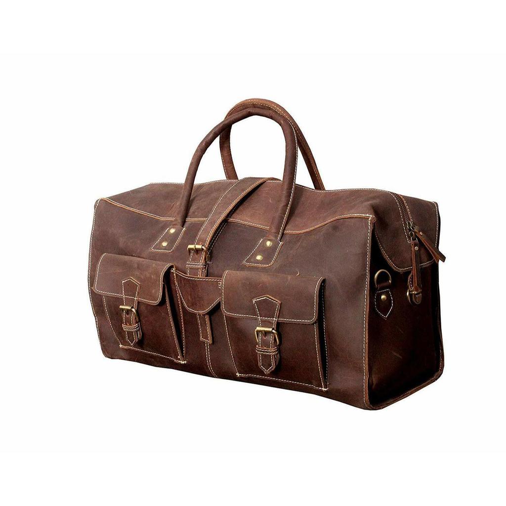 Men's Genuine Leather Large Vintage Duffel Travel Gym Bag Weekend Bag Overnight