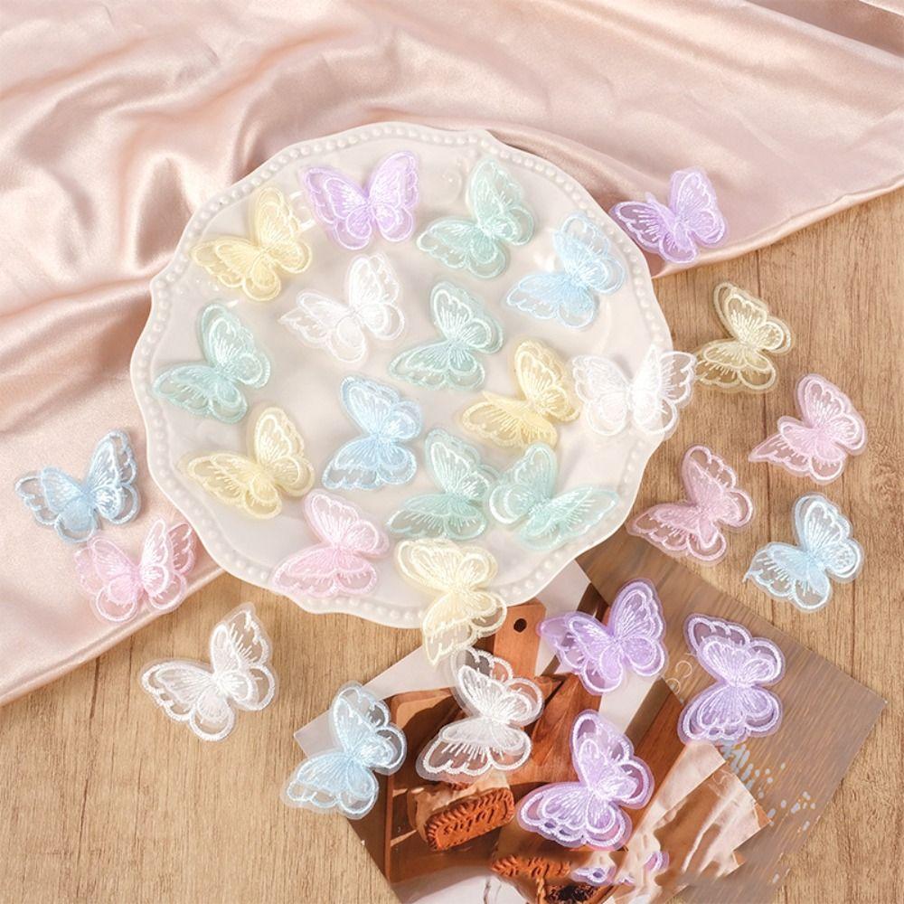 20 Stück Doppellagiger Chiffon-Schmetterling 3D Nähhandwerk Dekoration Bekleidungsdesign Materialien
