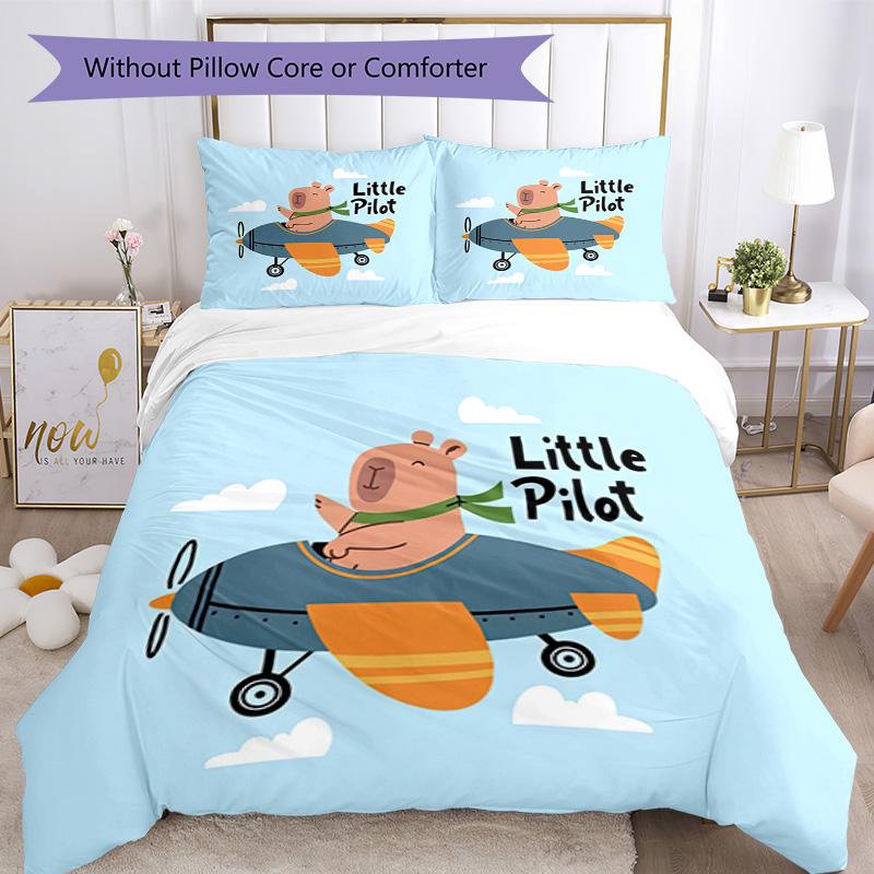 Kapibala Bedding Set Breathable Duvet Cover with Pillowcases Decorative Bed Linen for Bedroom Home Decoration Birthday Gift