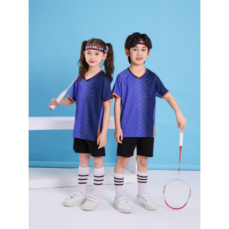 Kids Quick-Dry Badminton Set Short Sleeve Sport Jersey Unisex Tennis Volleyball Training Outfit
