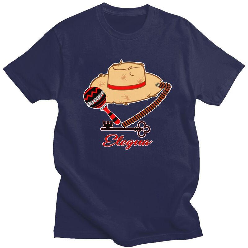 Custom Elegua Eshu Sombrero Tshirts for Men Short Sleeves Casual T Shirt Fashion Tshirt Slim Fit Pure Cotton Tees Gift