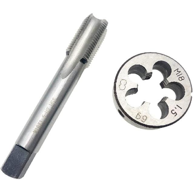 M18 x 1.5 Tap and Die Set Machine Screw M18x1.5 Tap Right Hand HSS, M18x1.5 Metric Thread Tool RH, M18 x 1.5 Thread Tap and Round Die Right Hand