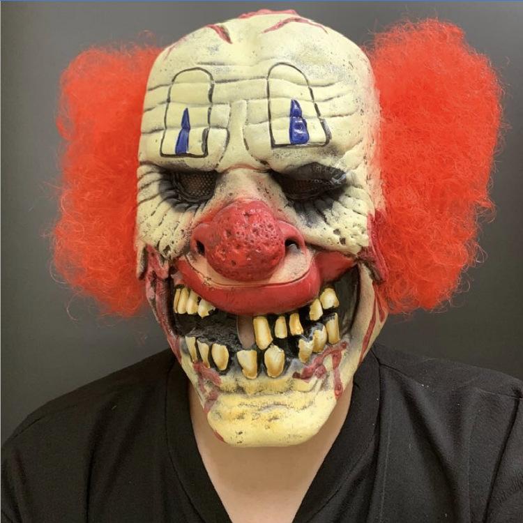 Halloween Grusige rothaarige Clownmaske – Gruseliges Requisit für Maskenballpartys One size fits all adults gelb