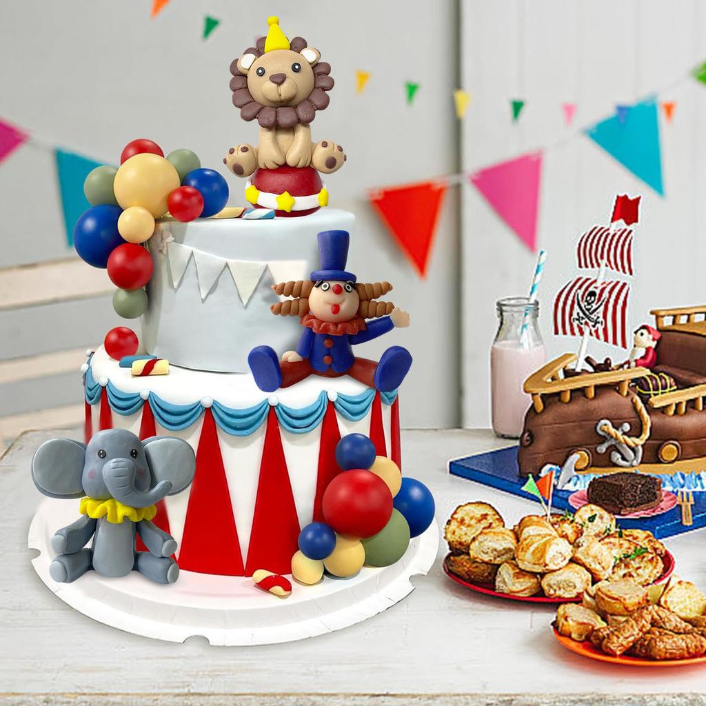 19 PCS Circus Cake Decoration Birthday Cake Decorations Balls Cake Picks for Carnival Birthday Party Supplies Baby Shower Decor