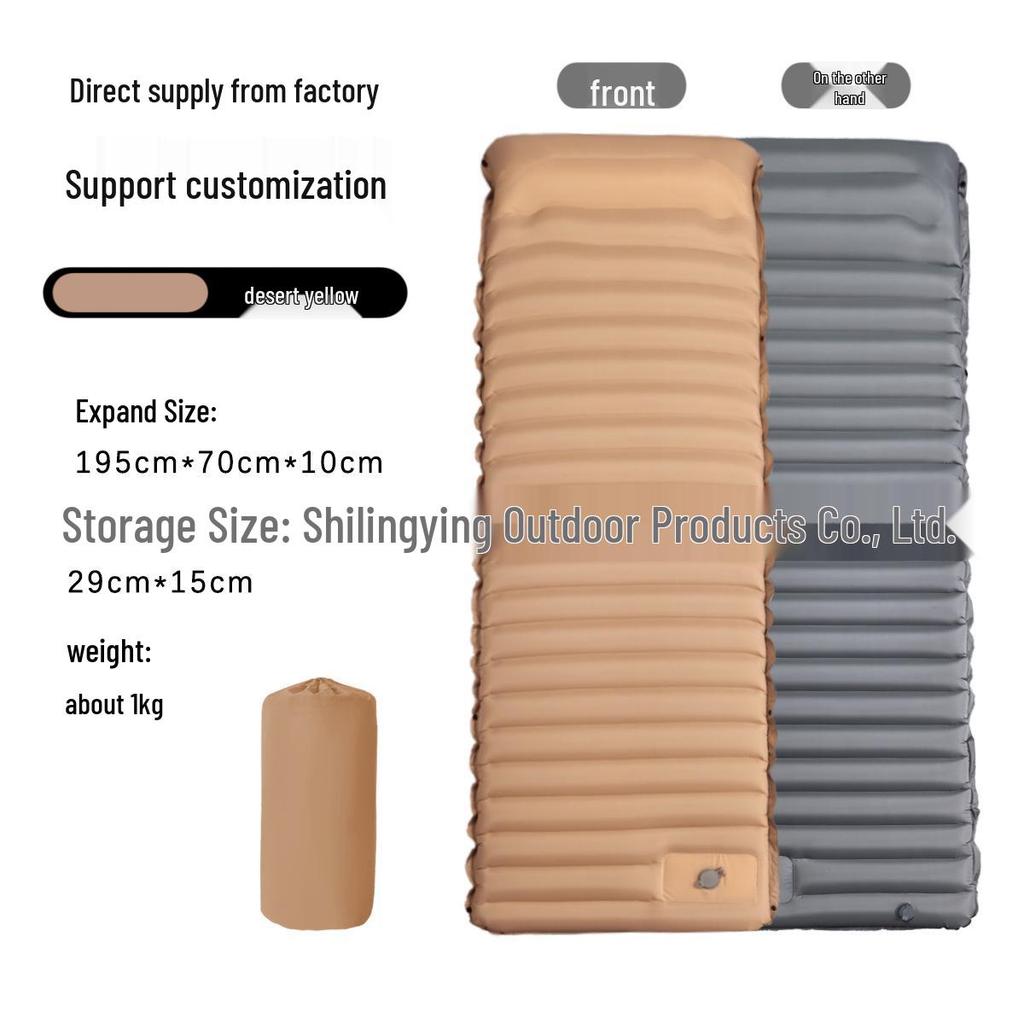 Portable Foot-Operated Double Camping Pad - Lightweight, Moisture-Proof Inflatable Mattress for Outdoor and Car Use
