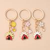 Süßer Emaille-Insekt Marienkäfer Schlüsselanhänger Blume Schlüsselring Anhänger für Damen Mädchen Handtaschen-Dekor DIY Handgemachter Schlüsselanhänger Schmuck Geschenke
