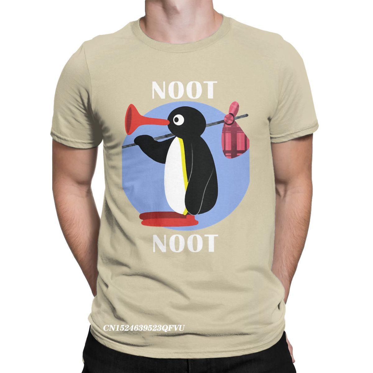 

Футболка Noot Noot Pingu для чоловіків і жінок, бавовняна, вінтажна, з круглим вирізом, з пінгвіном, одяг у стилі хараджуку, класична S хакі
