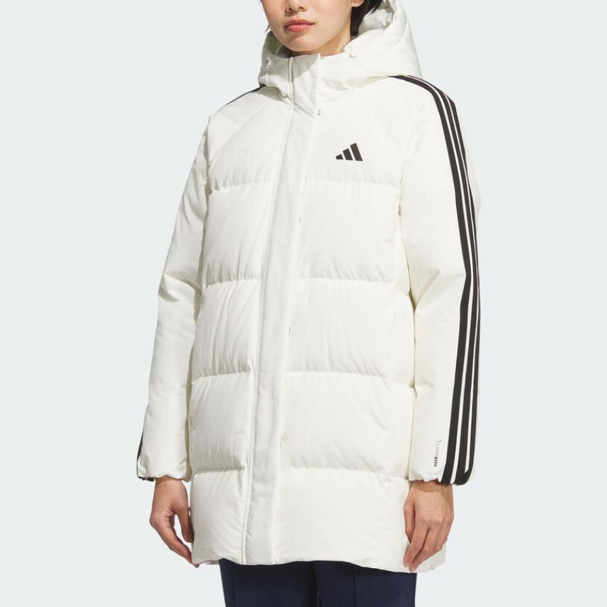 Adidas Hooded Striped Zip Long Sleeve Down Jacket Women Outerwear KC2485