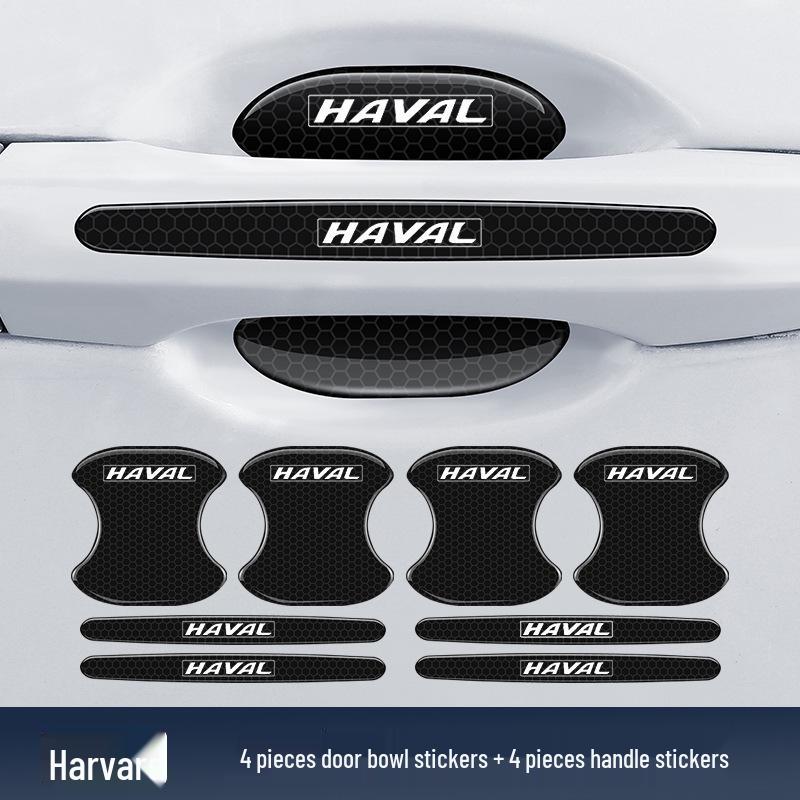 Black Reflective Rhombus Car Door Handle Protector: Anti-collision, Anti-scratch, Wear-resistant Sticker