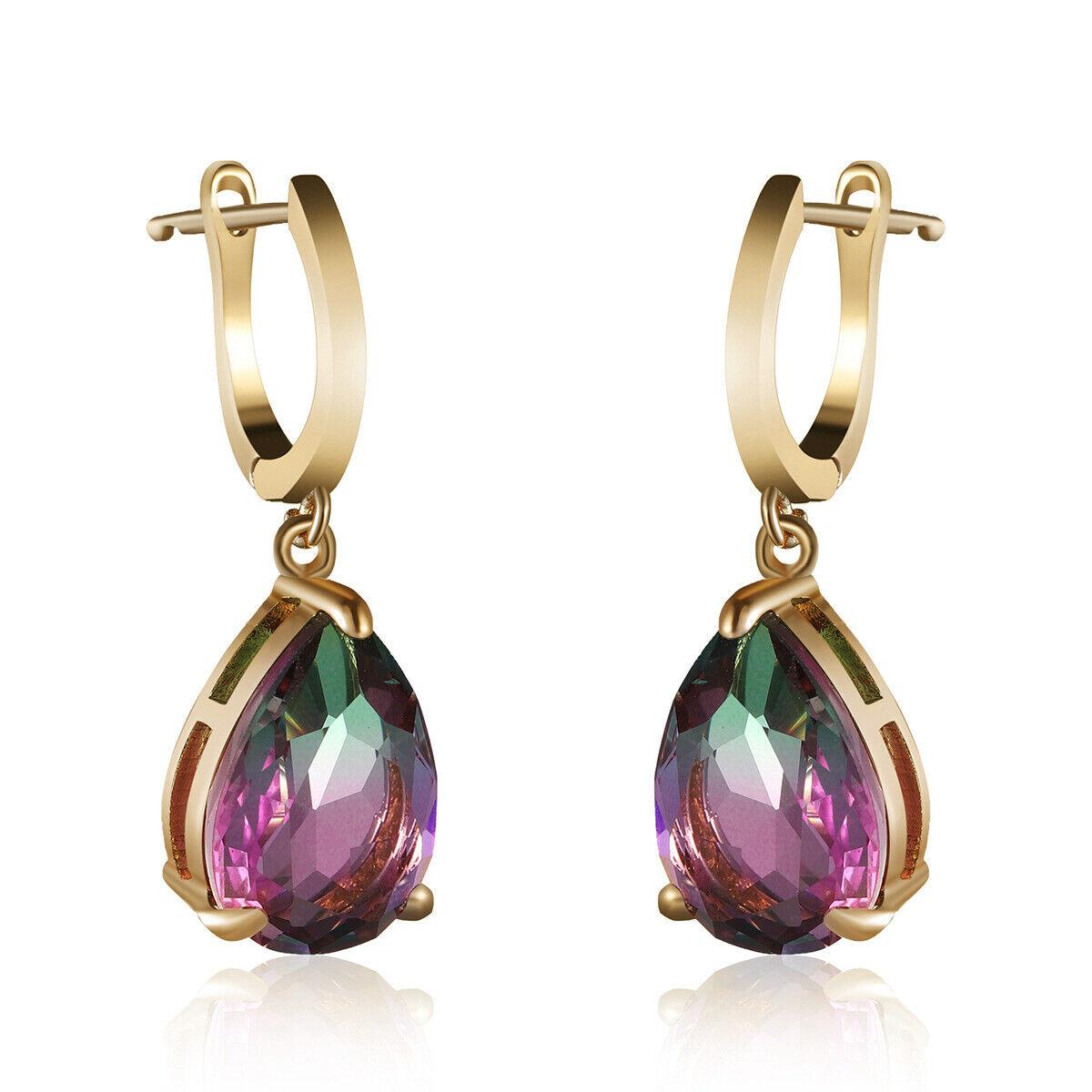 

Просто зеленые серьги с кристаллами турмалина для женщин, золотые свадебные украшения зелёный