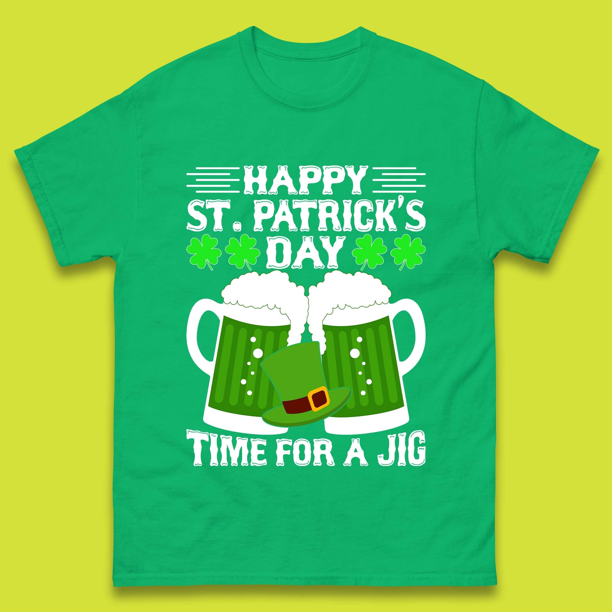 

St. Patrick s Day Time For A Jig Mens T-Shirt Womens Tops Tees XL