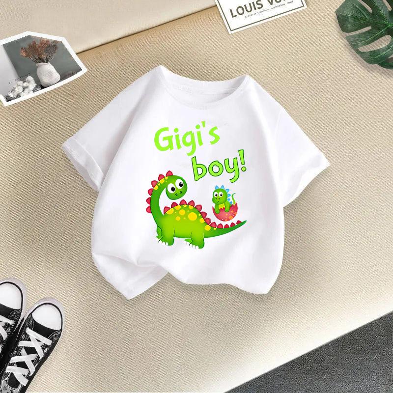 Children T-shirtDinosaur Printed Kids 100% Cotton Clothes Tshirt Tops Tee Boys Girls Short-sleeved T Shirt 2-13Y