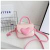 Color Heart Blocking Shaped Buckle Leather Children Shoulder Bag For Daily Use